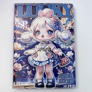 Skull Panda SP Cute Blue and White B5 Padded Notebook illustration NEW